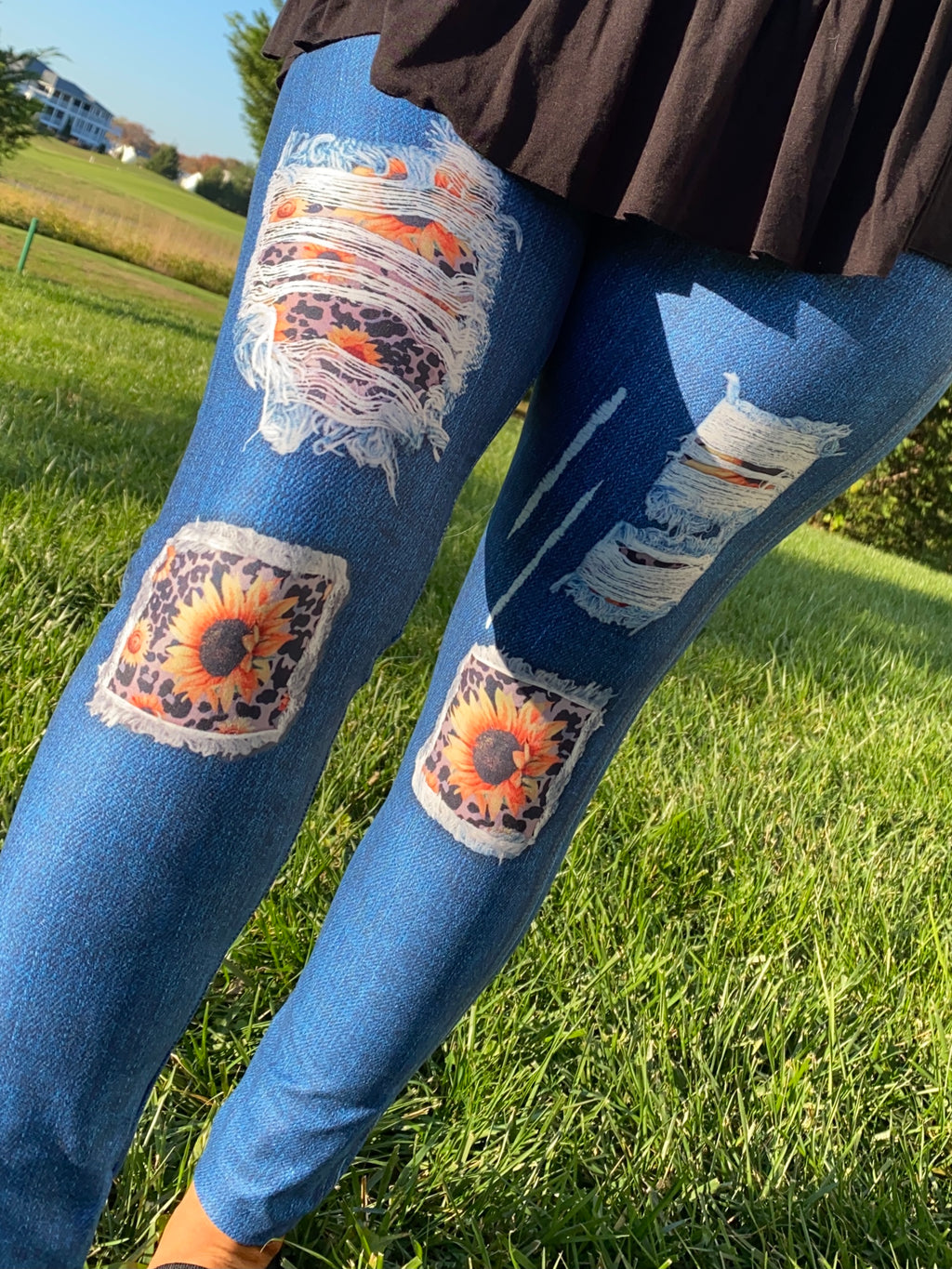 Sunflower Leopard Patch Jean Leggings