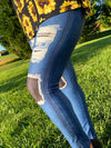 Black Lace Patch Jean Leggings