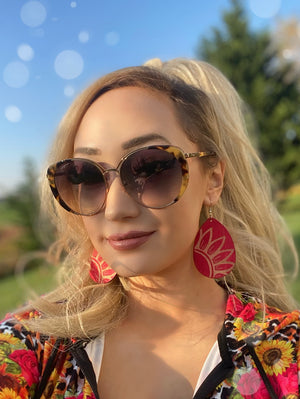 Wood Sunflower Earring