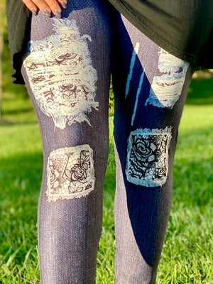 Lace Patch Jean Leggings