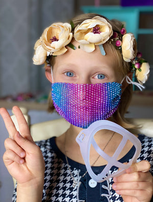 Purple Blue Sparkly Rhinestone Face Mask