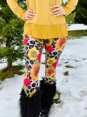 Sunflower, Rose & Leopard Leggings