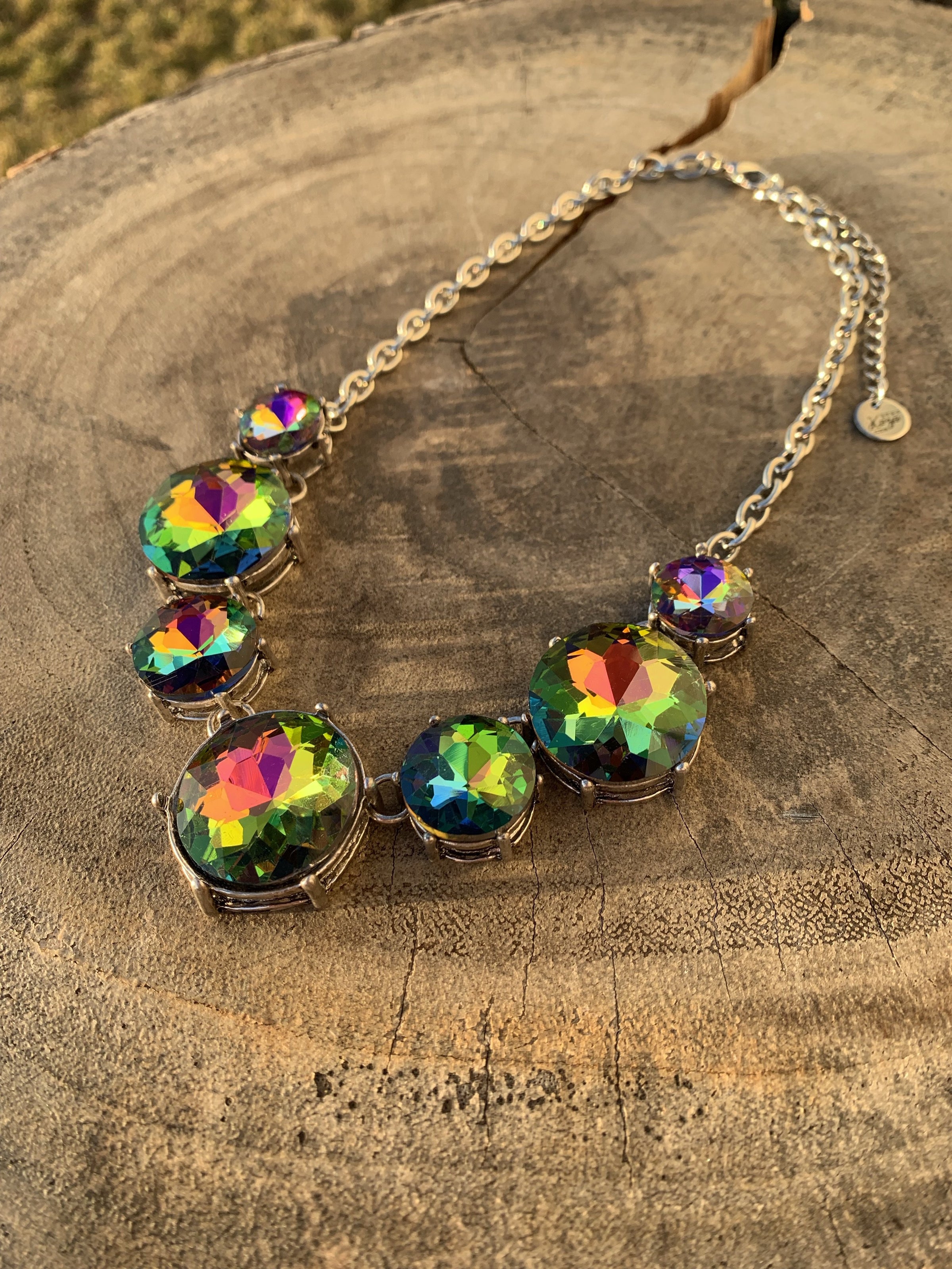 Rainbow gemstone necklace sales