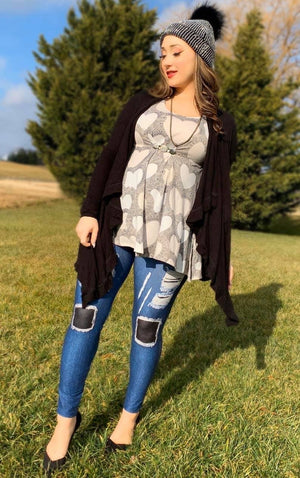 Black Lace Patch Jean Leggings