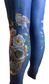Skulls & Roses Blue Jean Leggings