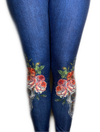 Skulls & Roses Blue Jean Leggings