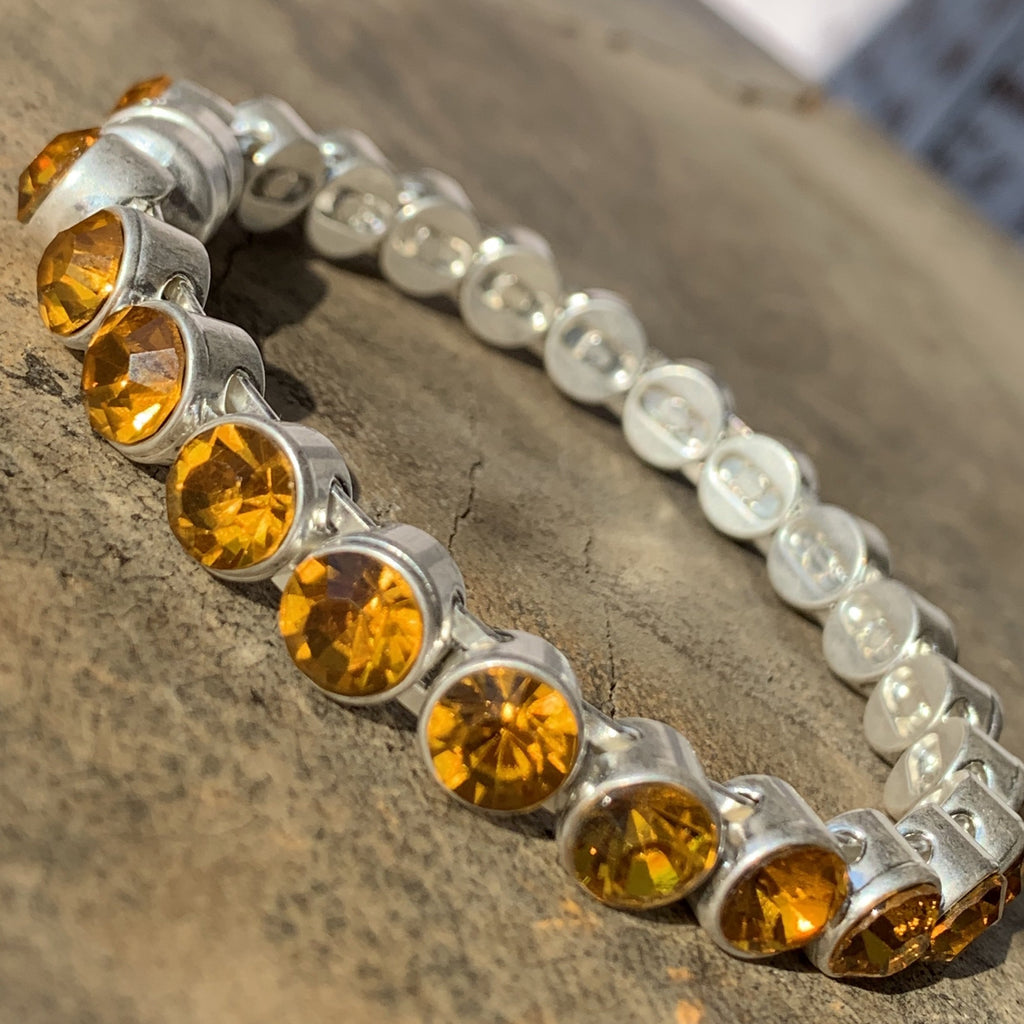 Sunflower Yellow Crystal Bangle Bracelet