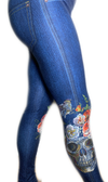 Skulls & Roses Blue Jean Leggings