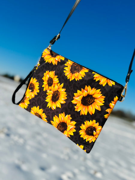 Sunflower Leopard 2 in 1 Crossbody Wristlet Purse