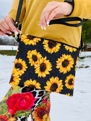 Sunflower Leopard 2 in 1 Crossbody Wristlet Purse