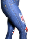 Red Plaid Patch Jean Leggings
