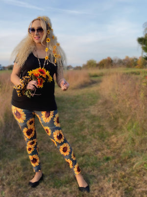 Sunflower Camouflage Camo Leggings