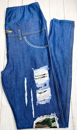 Camouflage Patch Jean Leggings